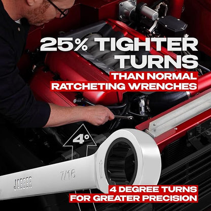 Jaeger 7/16 Inch Ratchet Wrench with 90-Tooth Ratcheting Precision and Hardened, Polished Steel for Projects with Tight Spaces