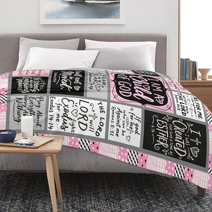 Christian Gift for Women, Inspirational Throw Blanket for Couch, Soft Lightweight Flannel Blanket, 40"x 50" Thoughts and Prayers Blankets for Bedroom Sofa Living Room Decoration