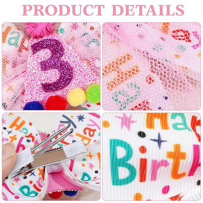 Sprinkle Confetti Hair Bow Clip - First Birthday Pink Party Decoration for Baby Girls, Ice Cream Theme 1st Birthday (3th Girls Hair Bow)