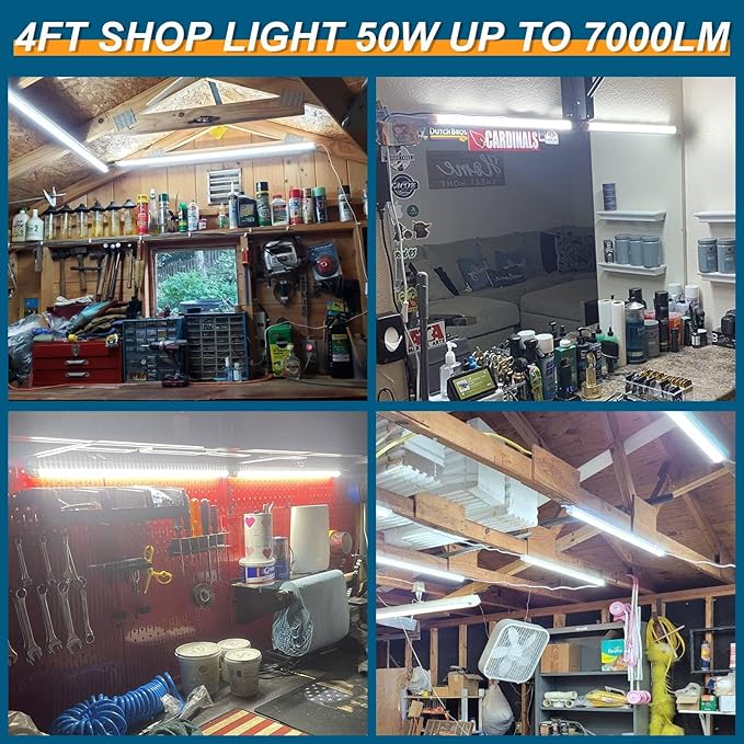 AQIQUUT Led Shop Lights 4FT 50W 6500K 7000LM Clear White,Shop Light 4FT 110V Linkable Integrated V-Shape for Shop Garage,Warehouse,Workbench and Workshop Commercial Bay Lighting(10-Pack)