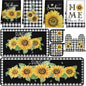 Fourluoo 10 Pcs Sunflower Kitchen Decor 4 White and Black Buffalo Plaid Kitchen Towels 2 Buffalo Check Pot Holders 2 Rustic Sunflower Oven Mitts 2 Yellow Rugs for Cooking Baking Mom Housewarming Gift