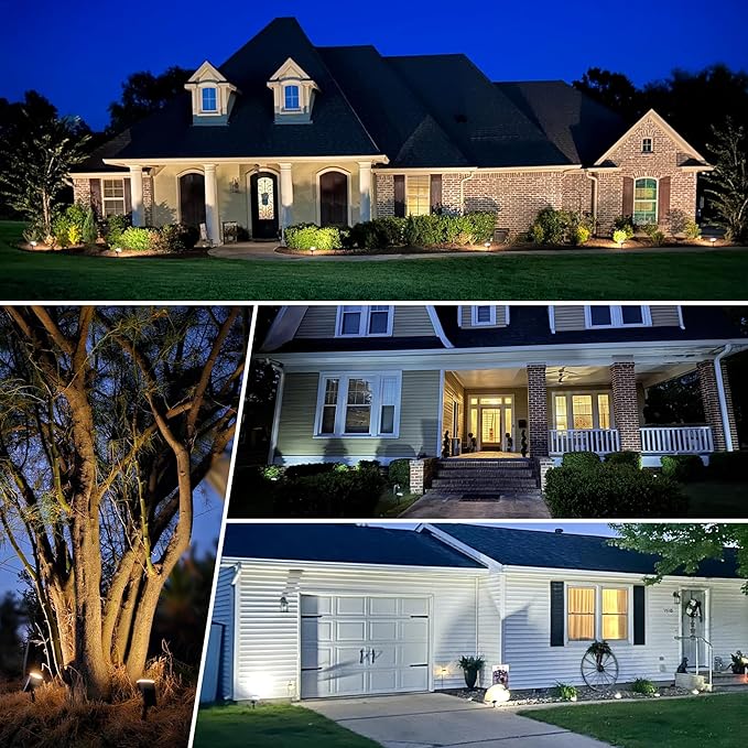Solar spotlights Outdoor 63 LED 3 Lighting Modes, IP65 Waterproof Lighten Yard Garden House Garage Pathway for Christmas Decorations-2 Pack