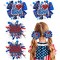 CN 4PCS 4th of July Hair Bows for Girls, Red White Blue USA Patriotic Hair Accessories, Amercian Flag Star Bows Clips for Girls Toddlers Teens for Independence Memorial Day Party Dress(Type A)