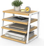 Fenge Desk Shelf Organizer, 4 Tier Desktop Shelf, Wood and Metal Office Shelves, Corner File Organizer for Office Supplies, Top of Desk Organizers and Accessories