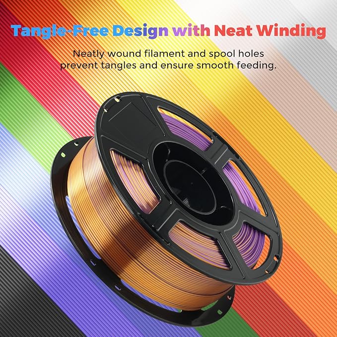 FLASHFORGE Silk Tri-Color Filament, Red, Gold and Purple 3 in 1 Coextrusion Silk PLA Filament 1.75mm, 3D Printer Filament Color Change 1kg(2.2lbs) Spool, Dimensional Accuracy +/- 0.02mm