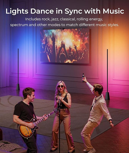 RGBCW Corner Floor Lamp, Smart Floor Lamp pro, Upgraded 1500lm, 16 Million Colors, Music Sync,2700-6500K, LED Corner Lamp with Alexa & Google Compatible, Led Floor Lamps for Living Room Bedroom Gaming