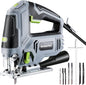 WORKPRO Jigsaw, 6.5AMP 850W Corded Electric Jig Saw Tool Kit with 6 Variable Speeds, 7 Blades, ±45° Bevel Cutting, LED Light, 3000 SPM, 4 Orbital Settings, Edge Guide, Tool-free Blade Changing