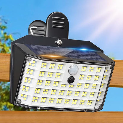 Clip on Solar Lights Outdoor, 176 LEDs 600 LM Solar Motion Sensor Lights Outdoor, IP65 Waterproof 3-Mode Clamp Light for Fence Patio Backyard Deck Garden (1 Pack)