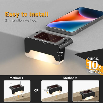 SOLPEX Solar Deck Lights, Solar Step Lights for Outside Waterproof Led Stair Light for Outdoor Fence, Balcony, Patio, Railing, Front Porch, Yard and Pathway(16pack Warm White)