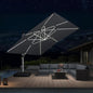 PURPLE LEAF 12' X 12' Solar Powered LED Patio Large Umbrella Offset Double Top Hanging Umbrella Outdoor Market Umbrella for Garden, Slate Gray