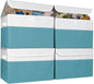 Bagnizer Large 22 Quart Linen Fabric Foldable Storage Bin Cube Organizer Basket with Flip-Top Lid & Handles, Clothes Blanket Box for Home, Office, Closet, Teal & White, 4 Pack 14.6 x 9.5 x 9.5
