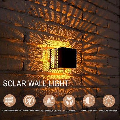 Retro Solar Table Lantern Outdoor Waterproof, Solar Projection Desk Lamp for Courtyard Metal Tabletop Light Desktop Decorative Lamp-Atmosphere Landscape Garden Light(Colorful)