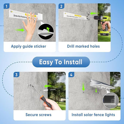 YiLaie Solar Fence Lights Outdoor with IP67 Waterproof, 3 Modes & Dusk to Dawn Auto ON/Off Solar Power Wall Mount Solar Lights for Outside Fence Wall Deck Gate (2 Pack)