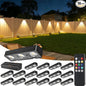 JOFIOS Solar Fence Lights with Remote 16 Pack, Color Changing RGB & Warm White, 12 Dynamic Modes, IP65 Waterproof, Solar Lights for Fence, Deck, Backyard, Patio Holiday & Party Decoration