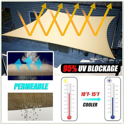 Amgo Custom Size 13' x 21' Black Rectangle Square Sun Shade Sail UPF50+ AGTAPR1620, Order to Make Canopy Awning, 95% UV Blockage, Water & Air Permeable, Commercial and Residential (We Customize)