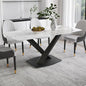 Modern Rectangle Marble Dining Table,71" Antique White Marble Sintered Stone Top Dining Table,Rectangle Dining Room Table with X-Shape Carbon Steel Pedestal Table for Kitchen/Living Room(Table Only)