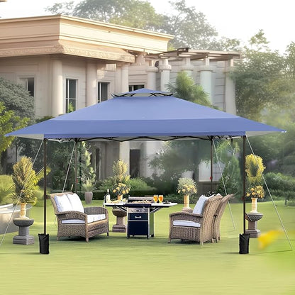 PHI VILLA 13x13 Pop Up Canopy Tent Instant Outdoor Canopy Easy One Push Tent Canopy with Wheeled Carry Bag, Straight Legs 169 Square Feet of Shade, Grey