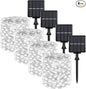 Extra-long 288FT 800 LED Solar Fairy String Lights, 4-Pack 72FT 200 LED Outdoor Twinkle Lights Waterproof 8 Lighting Modes Cool White Silver Wire Lights for Deck Backyard Tree Garden Fence Pool Party