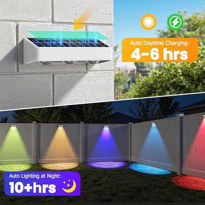 NIORSUN Solar Fence Lights, 12 Pack LED Outdoor Solar Deck Lights with Lenses, RGB Color, IP65 Waterproof, Solar Lights for Outside, Wall, Patio, Railing, Yard (White)