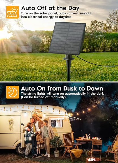 Brightown 38FT Solar String Lights Outdoor Waterproof with Remote, 16+1 LED Shatterproof Bulbs, Dimmable & Timable, 3 Light Modes - Commercial Grade Patio Lights for Garden Backyard Party Decor