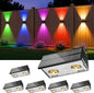 Bridika Solar Fence Lights Outdoor, 6 Pack Up and Down Wall Light, 8 Colors Lens LED Dusk to Dawn Solar Lights Outdoor Waterproof for Patio, Deck, Backyard, Garden