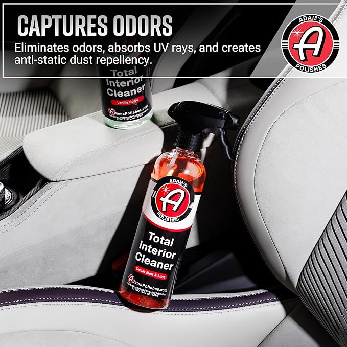 Adam's Polishes Total Interior Cleaner & Protectant, Quick Detailer & SiO2 Protection, Ceramic Infused, Anti-Static, OEM Finish, For Leather, Vinyl, Plastics, Glass & More