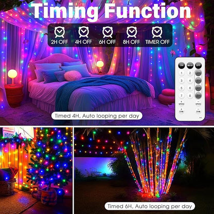 Fairy Lights 66ft 200 LED USB Twinkle String Light Plug in Silver Wire Lights with Remote and Timer 8 Modes Outdoor Waterproof Starry Lights DIY Party Wedding Christmas Decoration（Multicolor）