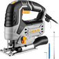 Jig Saw Corded: DEKOPRO Electric Jigsaw Tool Power Jig Saws for Woodworking, Wood Cutter Hand Tool with 6 Variable Speed, 4 Orbital Settings, ±45° Bevel Cutting, Tool-less Blade Quick Release