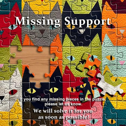 PICKFORU Cat Puzzles for Adults 1000 Pieces,Colorful Funny Kitty Animal Art, Cute Kitten Challenge Jigsaw Puzzle
