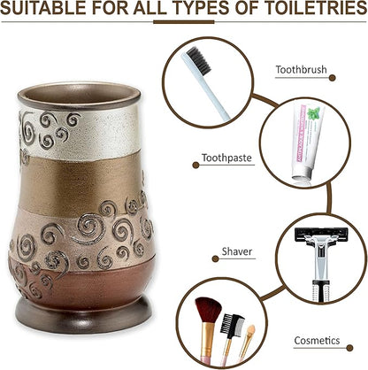 Zahari Home 4pc Miramar Bathroom Accessories Sets Lotion Pump, Tumbler, Tooth Brush Holder and Soap Dish Unique Design Multi Color Bathroom Set
