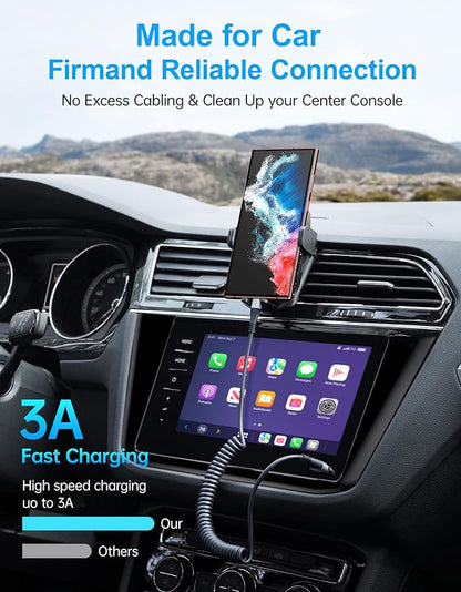 USB Type C Coiled Cable Fast Charging (3FT/5FT), 2Pack Android Auto Charging Cord for Car, Short USB A to USB C Charge Cable Compatible with iPhone 17/16/15/Pro Max/Samsung Galaxy S20 Note 10 and More