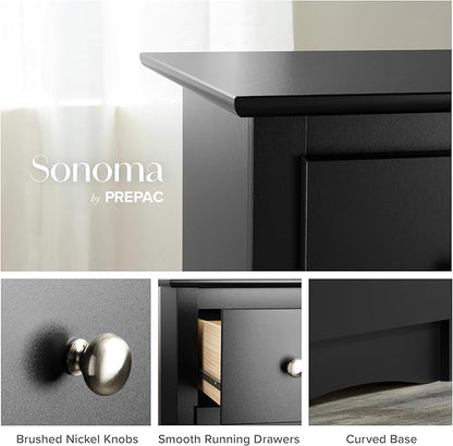 Prepac Sonoma 6 Drawer Dresser for Bedroom, Tall Chest of Drawers, Bedroom Furniture, Clothes Storage and Organizer, 19" D x 23.25" W x 52.75" H, Black