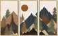 KUVIOKE Large 12x24in Wooden Mountains Range Landscape Wall Art Framed Tree Nature Wall Decor Farmhouse Rustic Prints Kitchen Living Room Ready to Hang Natural Framed