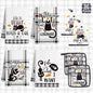 8 PCS Black Cat Decor Kitchen Decor and Accessories - 4 Dish Towels Set 2 Oven Mitts and Pot Holders Sets for Cat Lover Cooking Baking Cute Kitty Kitten Plaid Lightweight Housewarming Gifts