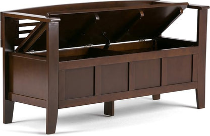 SIMPLIHOME Adams Entryway Storage Bench - 48 inch Wide Solid Wood Hallway Seat in Rustic Medium Brown, Contemporary Bench for Entryway or Living Room with Lift-Up Lid and Spacious Storage