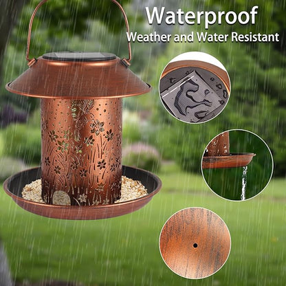 Bird Feeders for Outdoors Hummingbird Solar Lanterns Outdoor Waterproof Garden Decor Gifts for Women Mom Grandma Metal Solar Decoration Outside LED Lanterns for Yard, Patio, Lawn, Pathway(2 Pack)