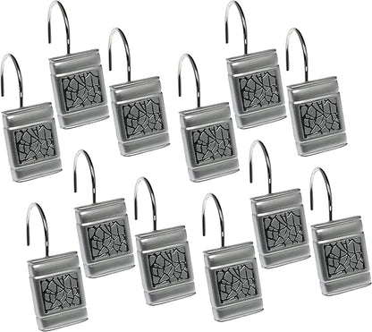 Zahari Home Sinatra 13pc Bathroom Shower Curtain Set - Classic Luxury Fabric Curtains with Unique Design & 12 Hooks