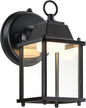 LIT-PaTH Small Outdoor LED Wall Lantern with Dusk to Dawn Photocell, 3000K Warm White, 9.5W, 800 Lumen, Aluminum Housing Plus Glass, Outdoor Rated, 1-Pack, Black