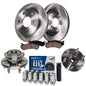 Detroit Axle - Rear Disc Brake Rotors & Brake Pads Wheel Hubs +12pc Lug Nuts w/key Replacement for Enclave Acadia Traverse Outlo