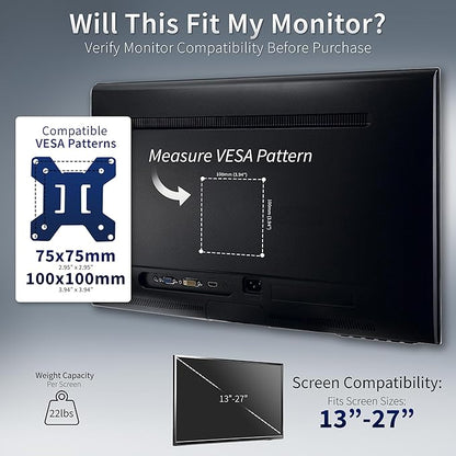VIVO STAND-V002F Dual LED LCD Monitor Free-Standing Desk Stand for 2 Screens up to 27 Inch Heavy-Duty Fully Adjustable Arms with Max VESA 100x100mm