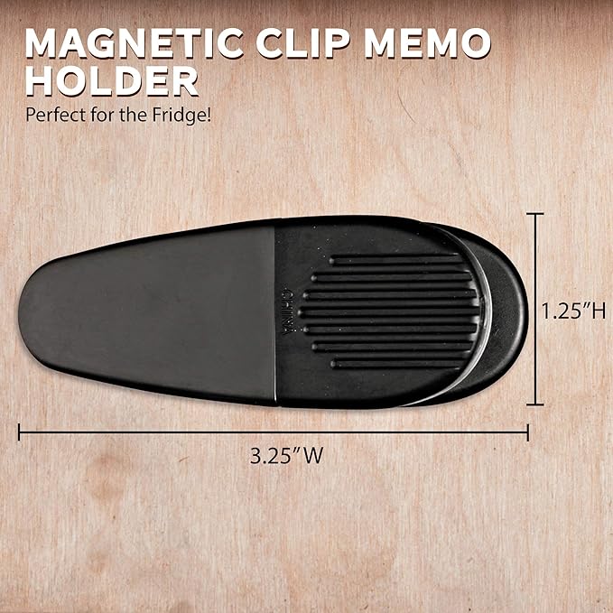 10 Magnetic Memo Holders Set - Large Clip, Plastic - Black