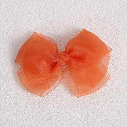 Happy Fall Mesh Ribbon Hair Bow Clips 4" Orange Red Organza Double Tulle Bow Alligator Barrettes Hairpins Give Thanks Day Outfit Decor Accessory Gift For Teens Toddler Girls Kids