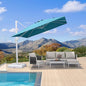 PURPLE LEAF 9 FT Patio Umbrella White Cantilever Umbrella Aluminum Square Outdoor Offset Umbrella Hanging Windproof with 360° Rotation for Garden Deck Pool, Turquoise