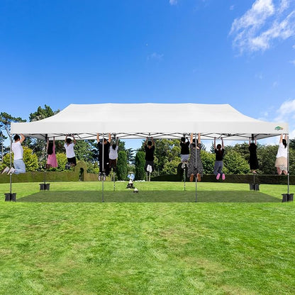 COBIZI 10x30 Heavy Duty Pop up Canopy with 8 sidewalls Stable Wedding Outdoor Tents for Parties Canopy Pop Up Party Tent UPF 50+ Waterproof Commercial Gazebo with Roller Bag, White(Windproof Upgraded)