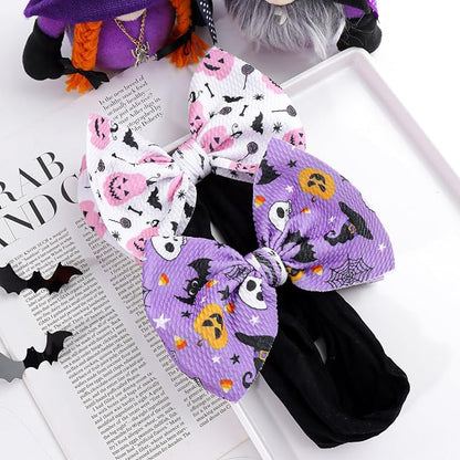 Halloween Baby Girl Bows Headbands with Bows for Newborn Elastic Nylon Halloween Hairbands Hair Accessories 2 PCS