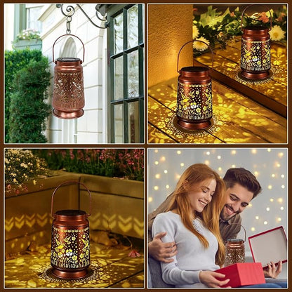 Solar Lanterns Outdoor Waterproof Gifts for Women Grandma Gifts for Mom Hummingbird Garden Decor Solar Hanging Lantern Metal for Patio Yard Festival Pathway Landscape