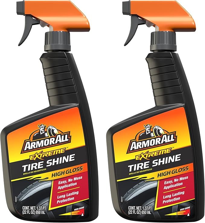 Armor All Car Tire Shine, One-Step Tire Shine Spray for Precise, Even Shine and Minimal Overspray - 2 Count