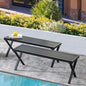 Black Outdoor Bench Set of 2, 46" Outdoor Metal Backless Bench for Outdoor, Patio Garden Bench, All Weather Outdoor Bench with cors for Garden, Backyard, Porch, Black