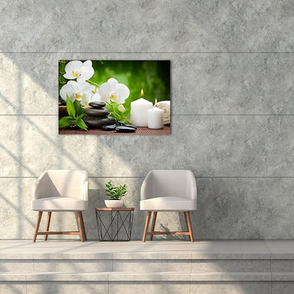 GUTTATY Zen Wall Art Decor, Modern Bathroom Zen Decor Wall Art, Canvas Wall Art for SPA Zen Room Decor, Green Bamboo and Pebble Relaxing Zen Art Prints for Office & SPA Wall Decor 18x24 Inches