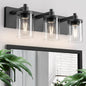 Bathroom Vanity Light, 3 Light Matte Black Vanity Light Fixture with Clear Glass Shade, 22 in Modern＆Farmhous Vanity Lights, Bathroom Light Fixtures Over Mirror for Bathrooms, Livingroom